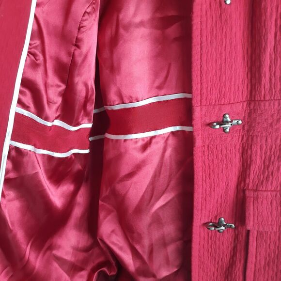 Dialogue Lined Trench Coat Women Medium Red Clasp Closure Lined Pockets - Picture 8 of 14